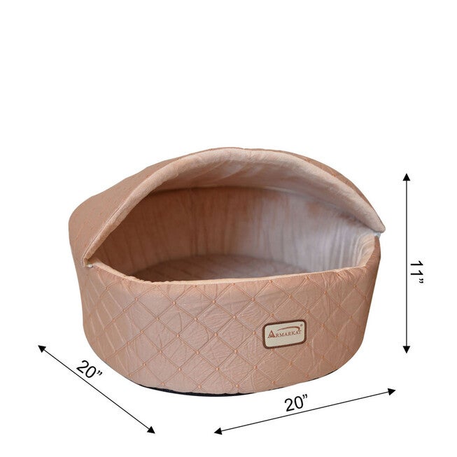 Cuddle Cave Cat Bed With Detachable & Collasible Zipper Top, Small, Light Apricot, , alternate image number null