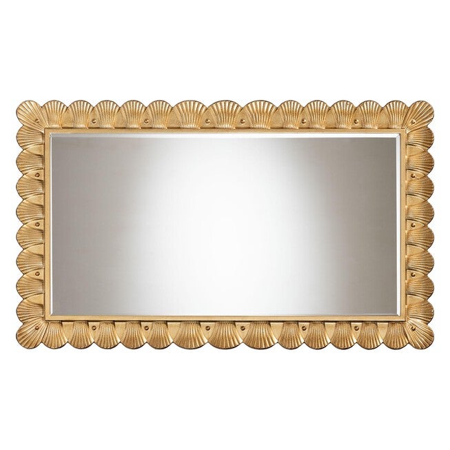 Vadim Antique Gold Wood Accent Mirror with Seashell Border, ANTIQUE GOLD, alternate image number null