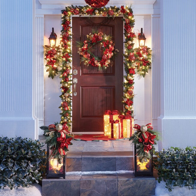 27 inches Pre-Lit Ribbon Swag, , on-hover image number 1
