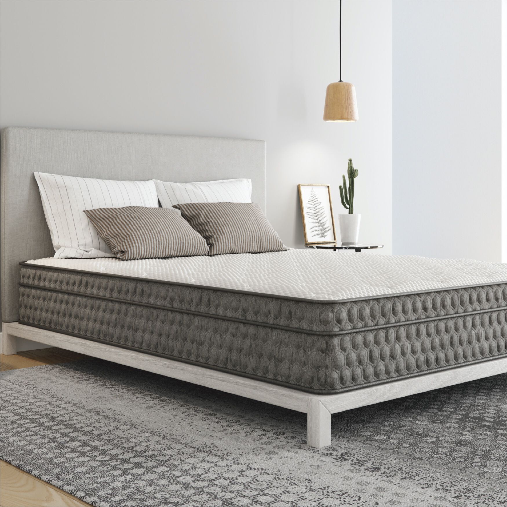 11 inches Gel Memory Foam Quilted Hybrid, Medium, Twin Mattress, WHITE GREY, hi-res image number 0