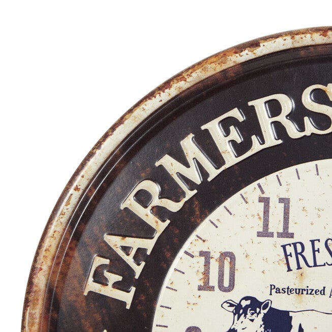 Set Of 2 Black Metal Farmhouse Wall Clock, , alternate image number null