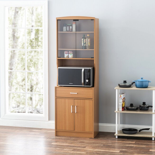 Home Basics Large Wood Microwave Cabinet, , on-hover image number 1