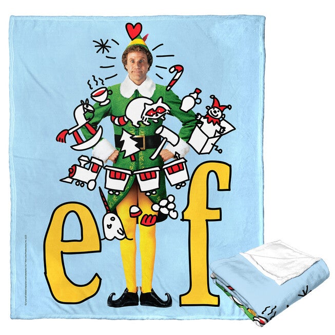 Wb Elf Montage Silk Touch Throw Blanket, O, hi-res image number 0
