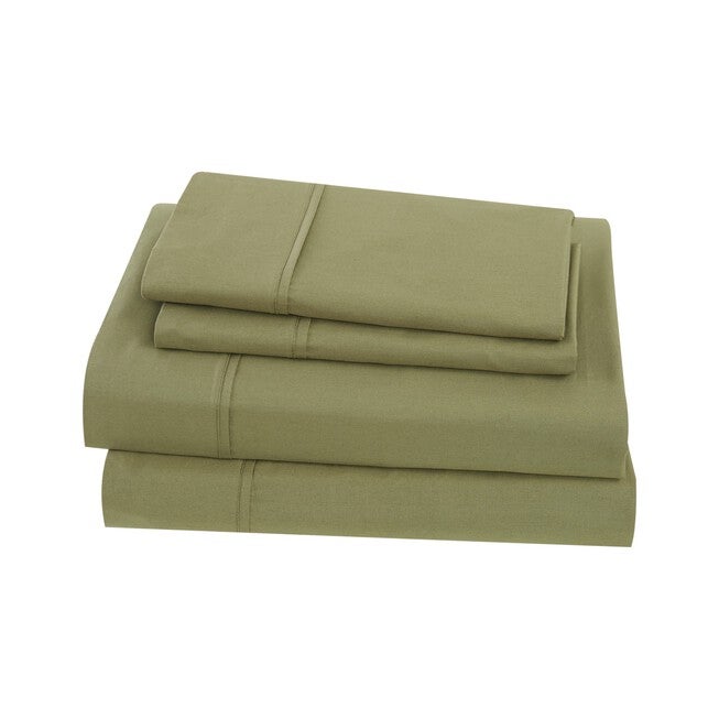 Solid Cotton Percale Sheet Set, OLIVE GREEN, hi-res image number 0