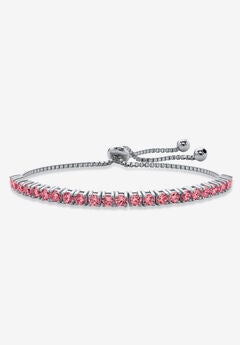 Silver Tone Bolo Bracelet (4mm), Simulated Birthstone 9.25" Adjustable