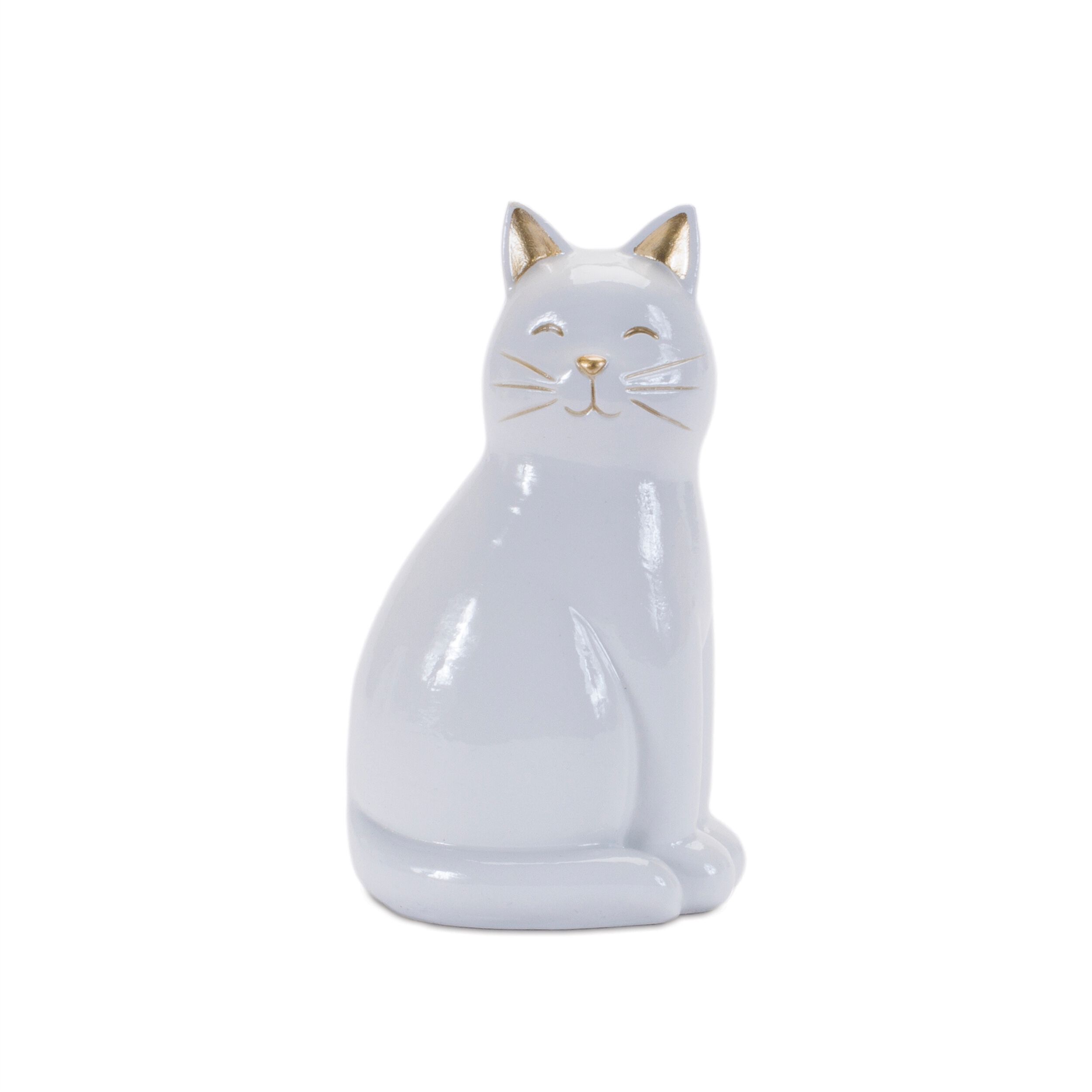 Sitting Cat Figurine Set of 6, WHITE GOLD, alternate image number 3