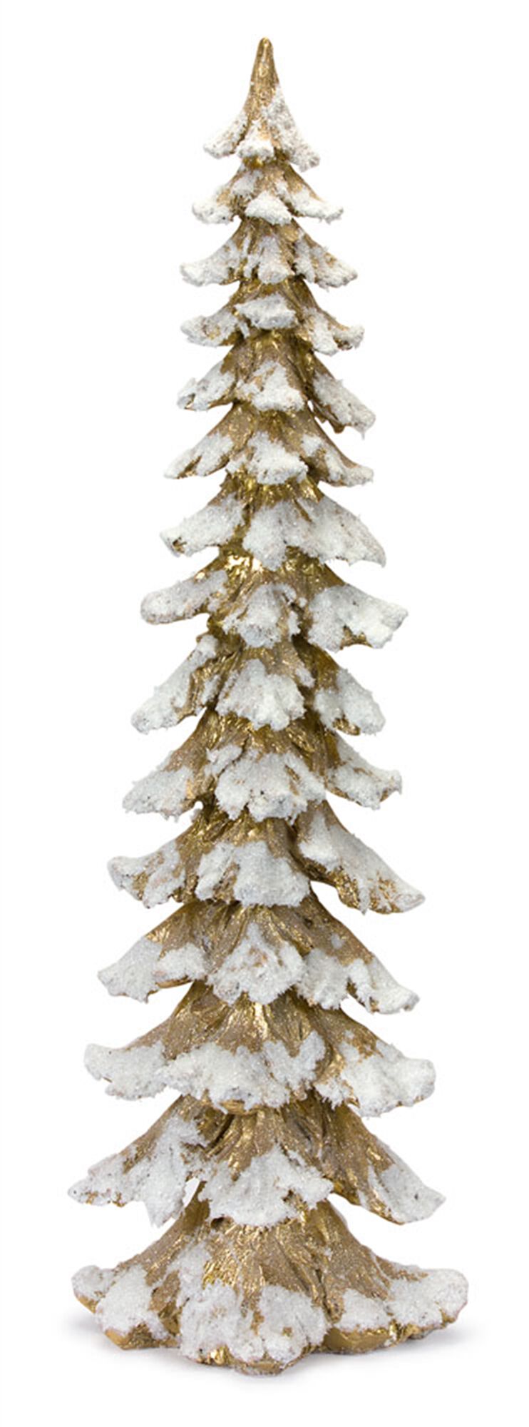 Gold Flocked Pine Tree 34.5 inchesH, GOLD WHITE, hi-res image number 0