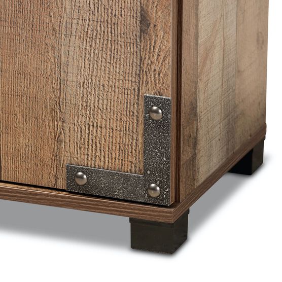 Cyrille Farmhouse Rustic Wood 2-Door Shoe Cabinet Furniture, , alternate image number null