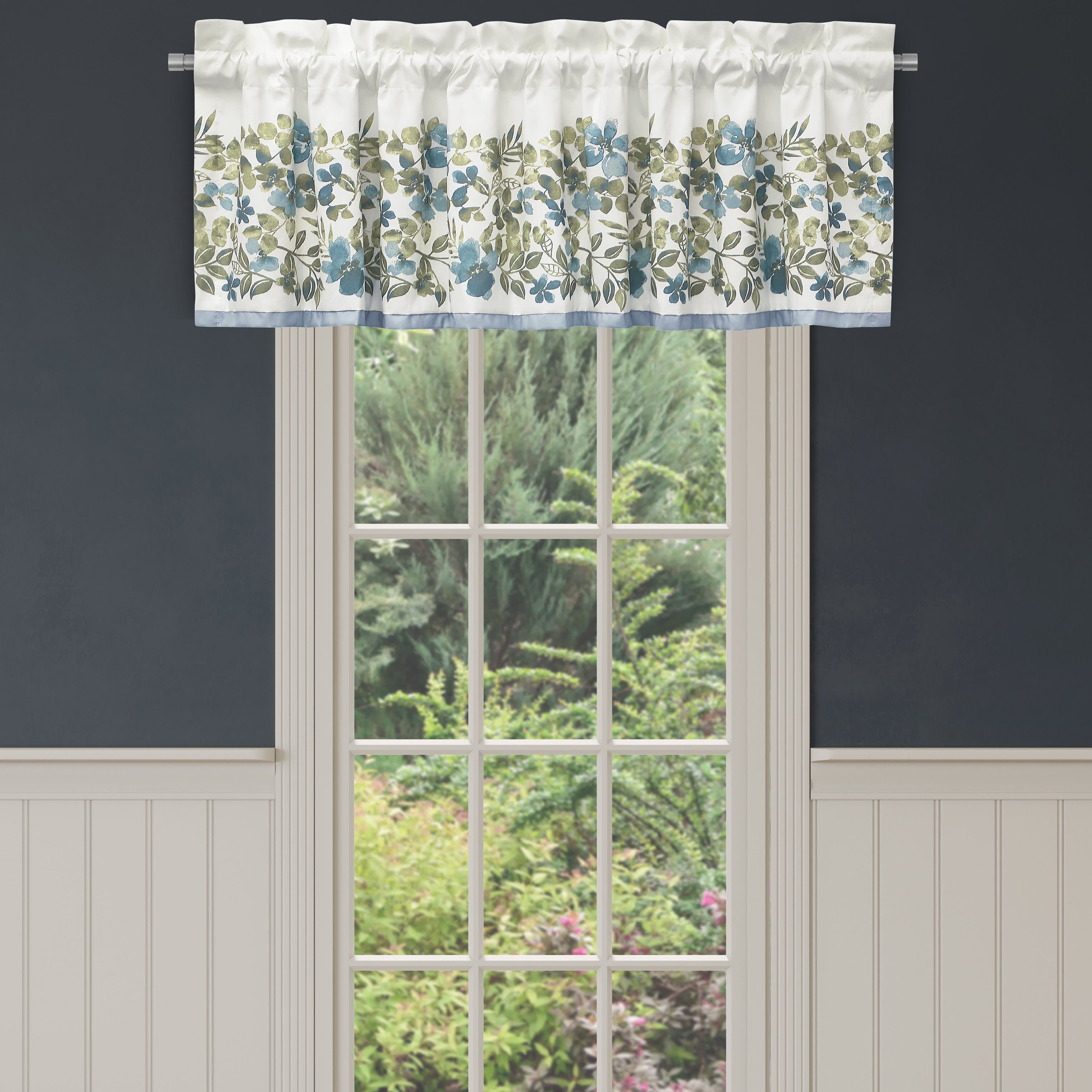 Evergreen Blue Window Straight Valance, BLUE, hi-res image number 0