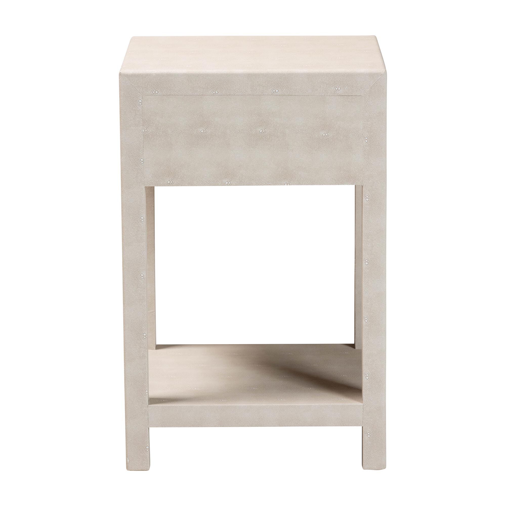 Dansby Modern Beige Faux Shagreen 1-Drawer End Table, BEIGE, alternate image number 5