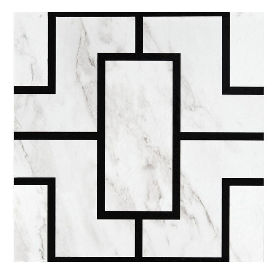 Retro 12x12 Self Adhesive Vinyl Floor Tile - Affinity - 20 Tiles/20 sq. ft., BLACK MARBLE, hi-res image number null