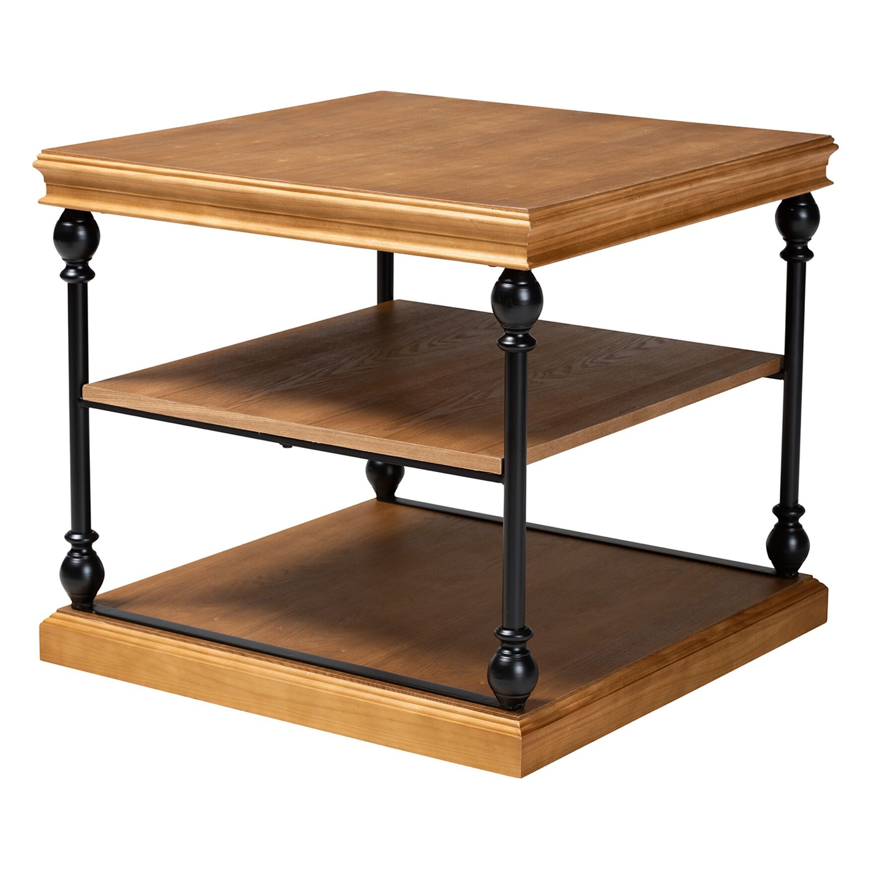 Sebastian Traditional Industrial 3-Tier End Table, OAK BROWN BLACK, hi-res image number 0