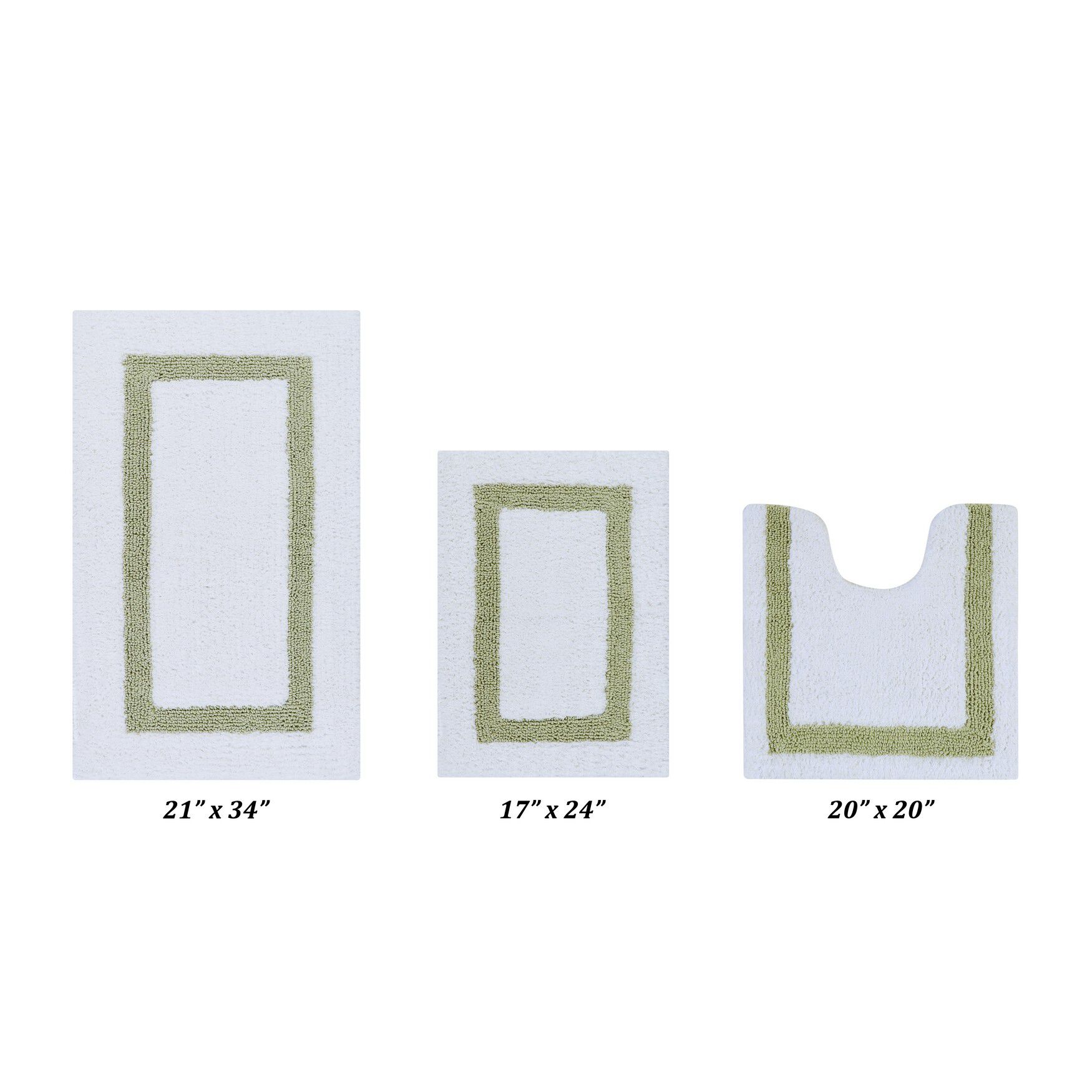 Hotel Collectionis Bath Mat Rug 3 Piece Set (17 inches x 24 inches | 20 inches x 20 inches | 21 inches x 34 inches), WHITE SAGE, hi-res image number 0