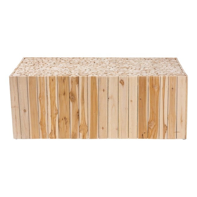 Grayson Bohemian Natural Teak Wood Coffee Table with Unique Repurposed Wood Logs, NATURAL, alternate image number 2