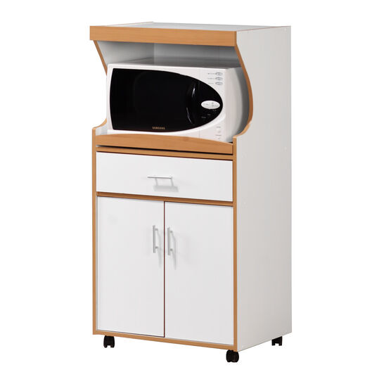 Home Small Wood Microwave Cart, WHITE, hi-res image number null