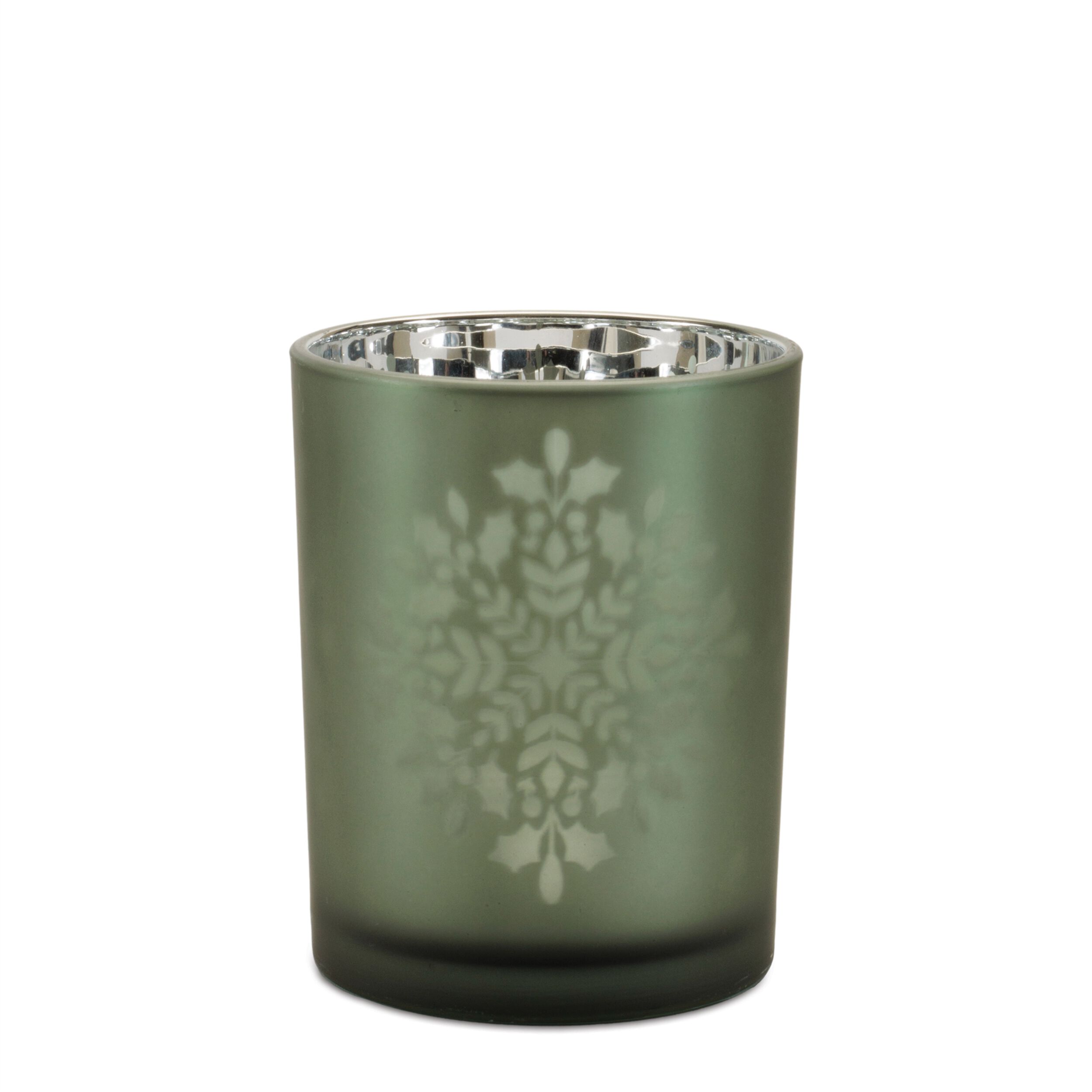 Frosted Snowflake Candle Holder (Set of 2), GREEN, alternate image number 4