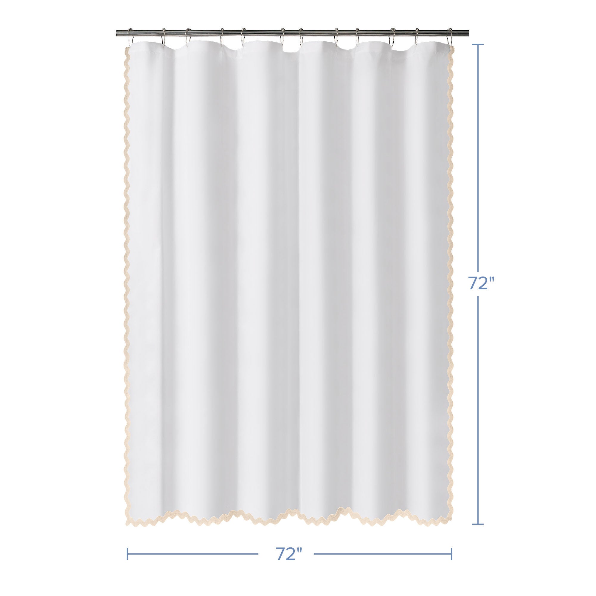 Scalloped Fabric Shower Curtain, GREY, alternate image number 5