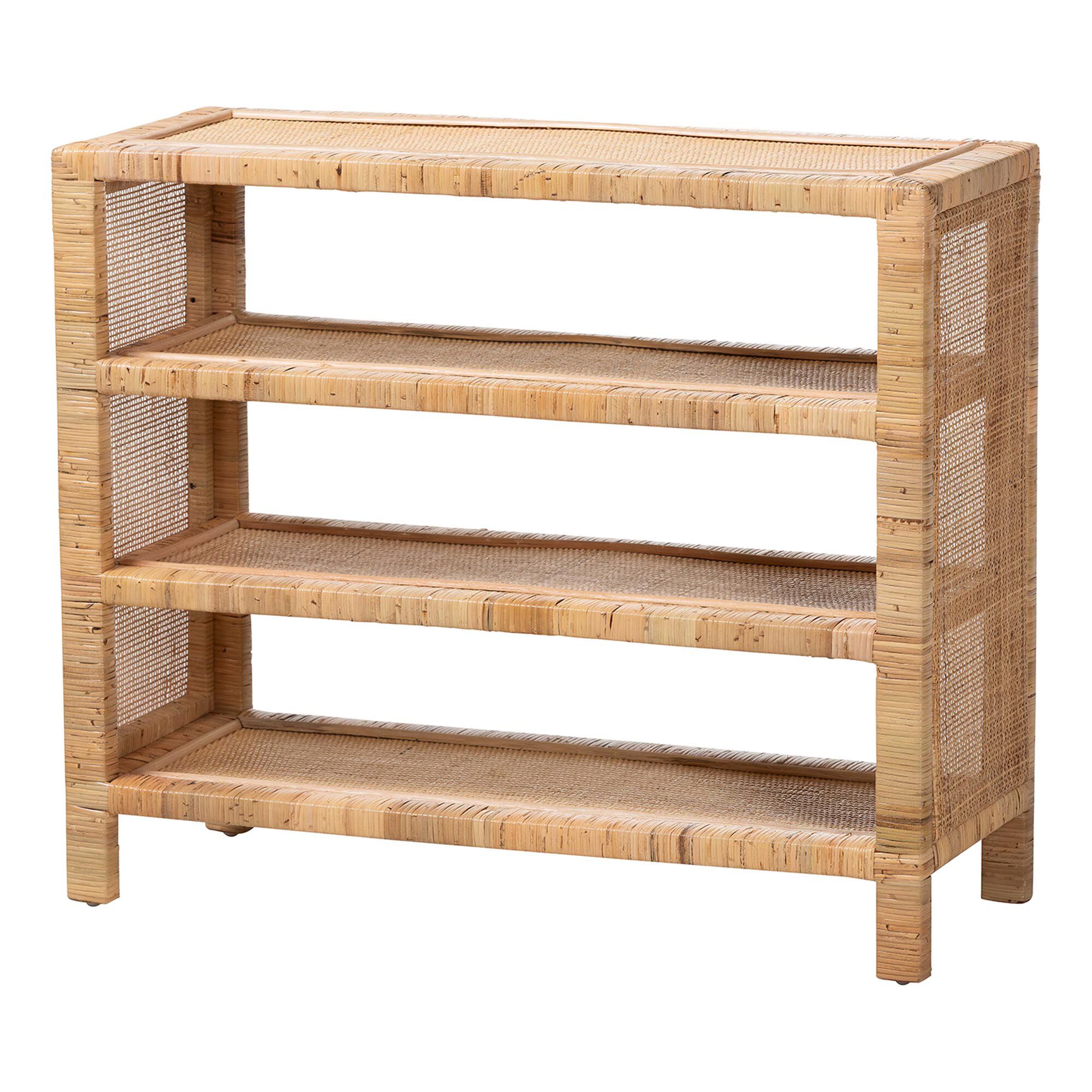 Abelia Natural Rattan 4-Tier Display Shelf, NATURAL, alternate image number 1