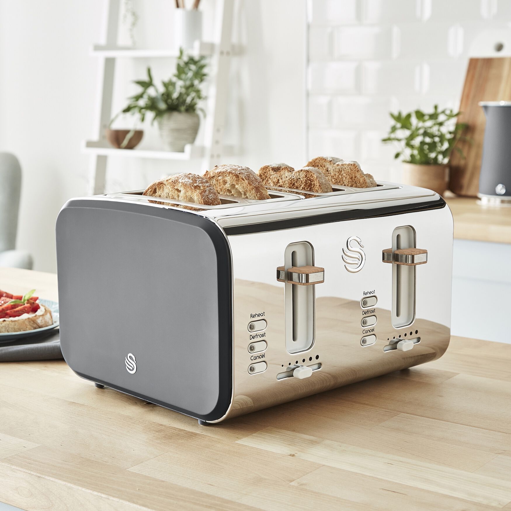Nordic 4 Slice Toaster - White, GREY, hi-res image number 0