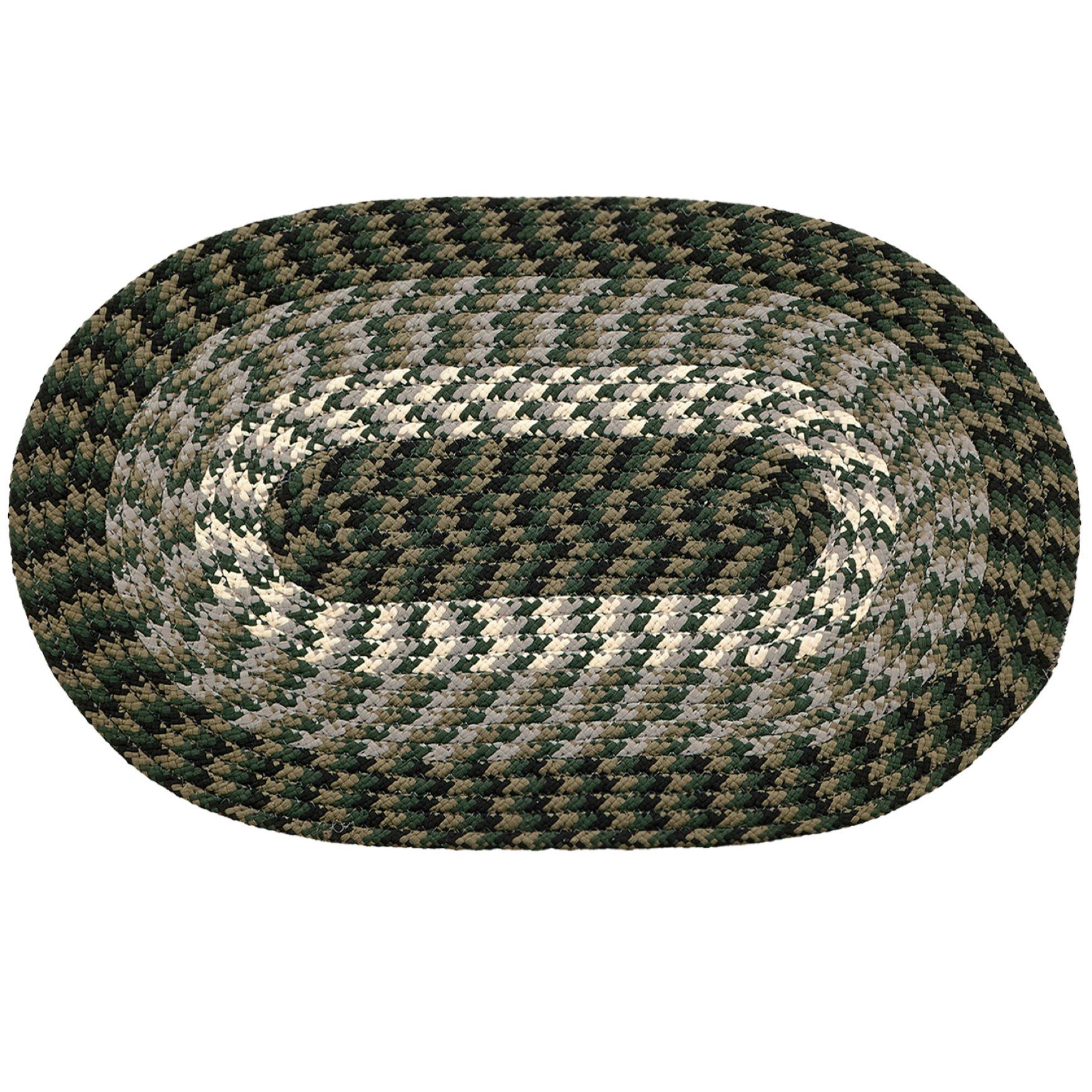 Alpine Braid Collection Reversible Indoor Area Rug in Vibrant Colors, 20 inches" x 30 inches" Oval , HUNTER STRIPE, hi-res image number 0