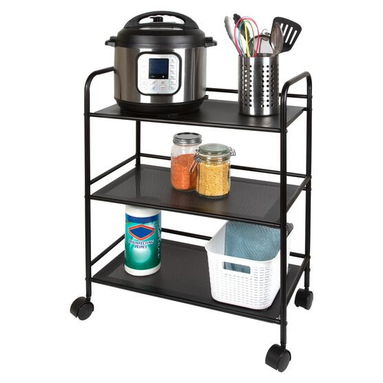 3 Tier Metal Cart With Wheels, Black, , alternate image number null