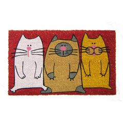 Three Colorful Cats Coir Mat With Vinyl Backing Floor Coverings