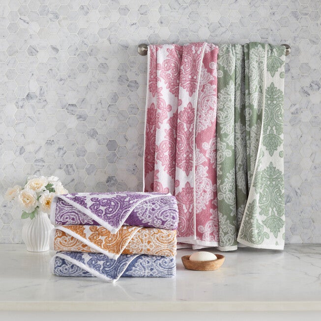 6-Piece Damask Towel Set, , on-hover image number null