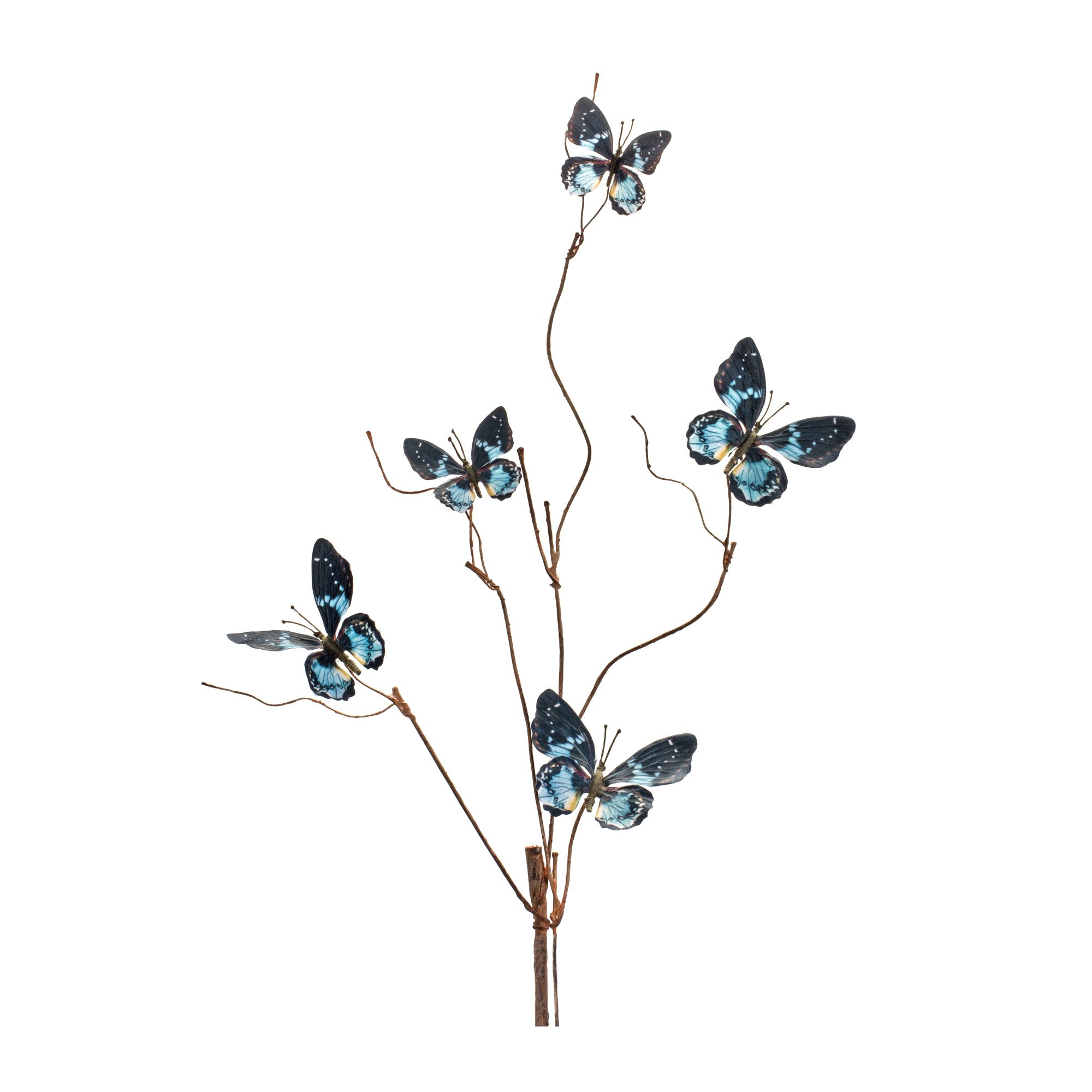 Blue and Black Wire Butterfly Spray (Set of 6), BLUE BROWN, alternate image number 1