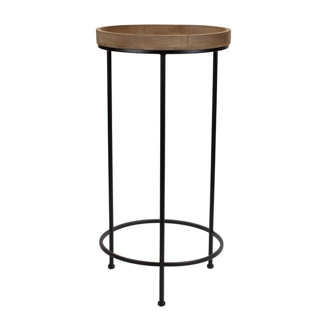 Accent Table (Set of 3) 10.5 inchesD x 20.75 inchesH, 12.25 inchesD x 25.25 inchesH, 14.25 inchesD x 28.75 inchesH Iron/Wood, BROWN/BLACK, alternate image number 1