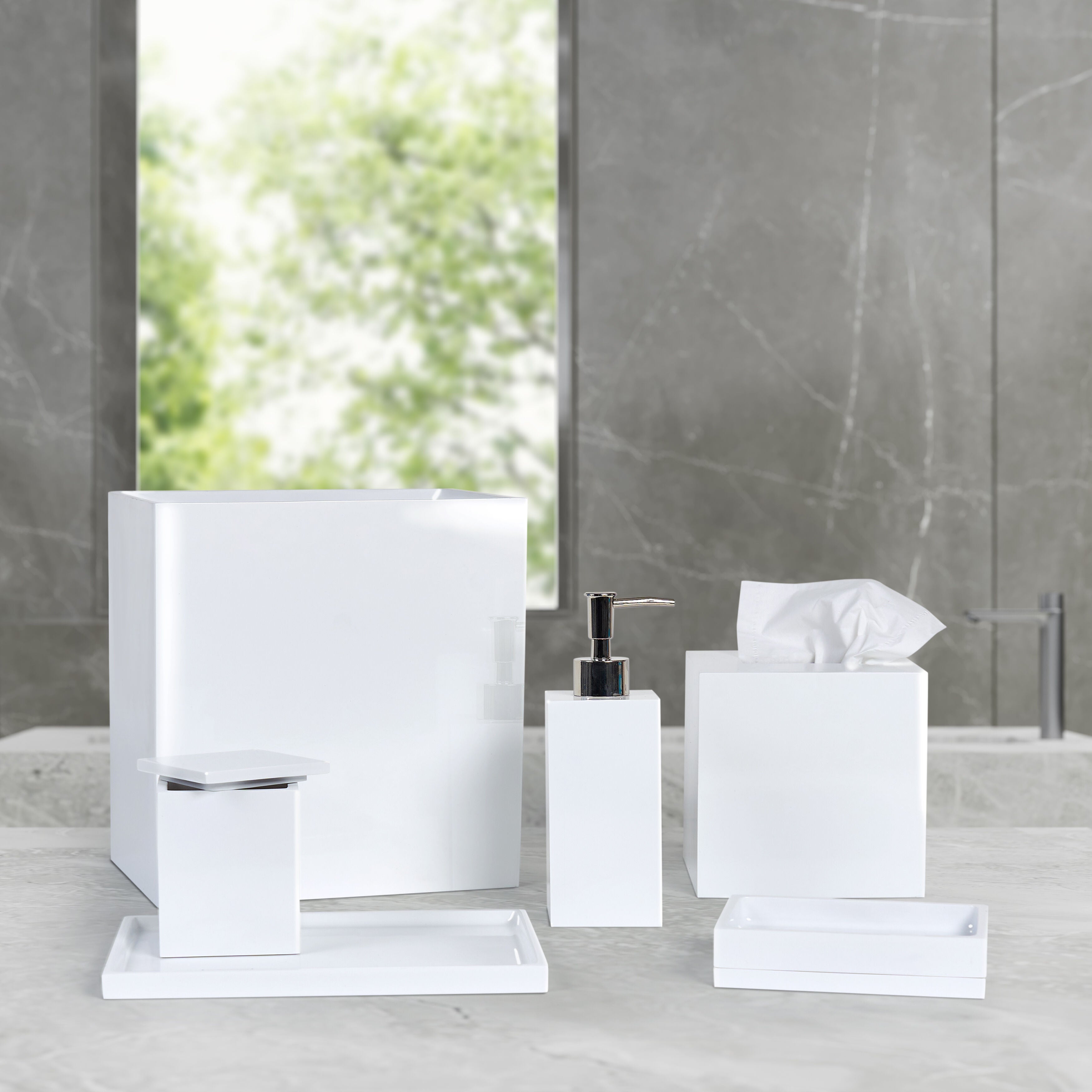 CUTTING EDGE BATH ACCESSORIES WASTEBASKET, AQUA, alternate image number 1