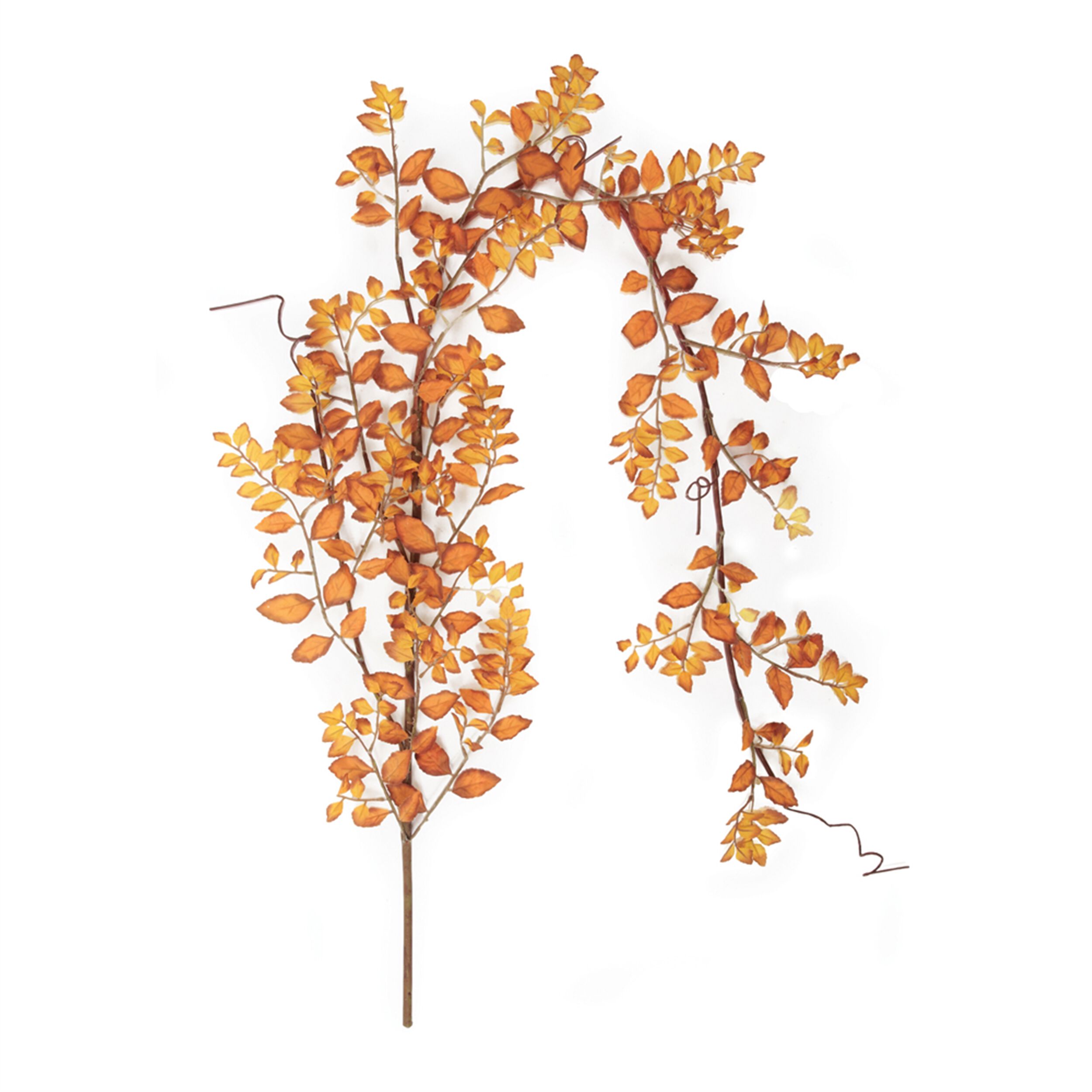 Autumn Leaf Garland 5'L, ORANGE YELLOW BROWN, hi-res image number 0