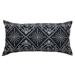 Edie @ Home Indoor/Outdoor Embroidered Tile Oblong Decorative Throw Pillow 15X30, Black/White