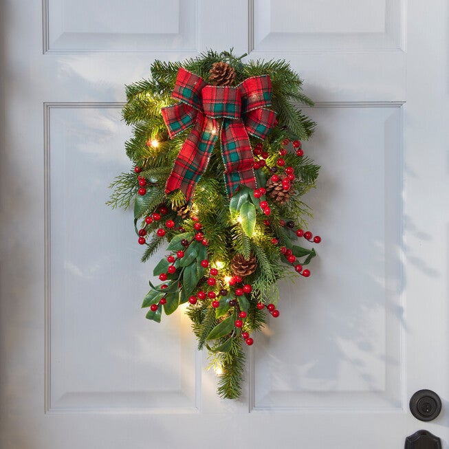 24 inches Pre-Lit Celeste Vertical Swag, PLAID, hi-res image number null