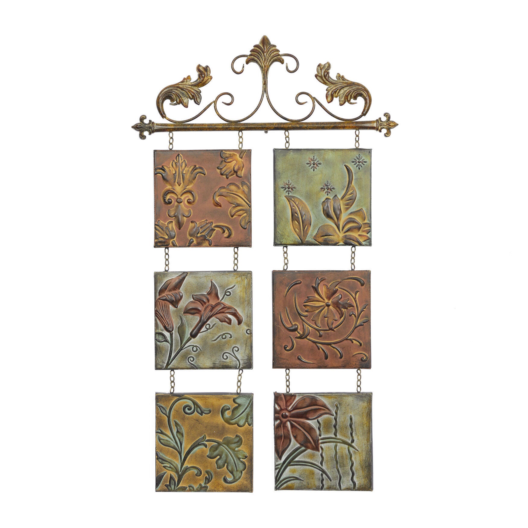 Brown Metal Traditional Floral Wall Decor, MULTI, hi-res image number 0