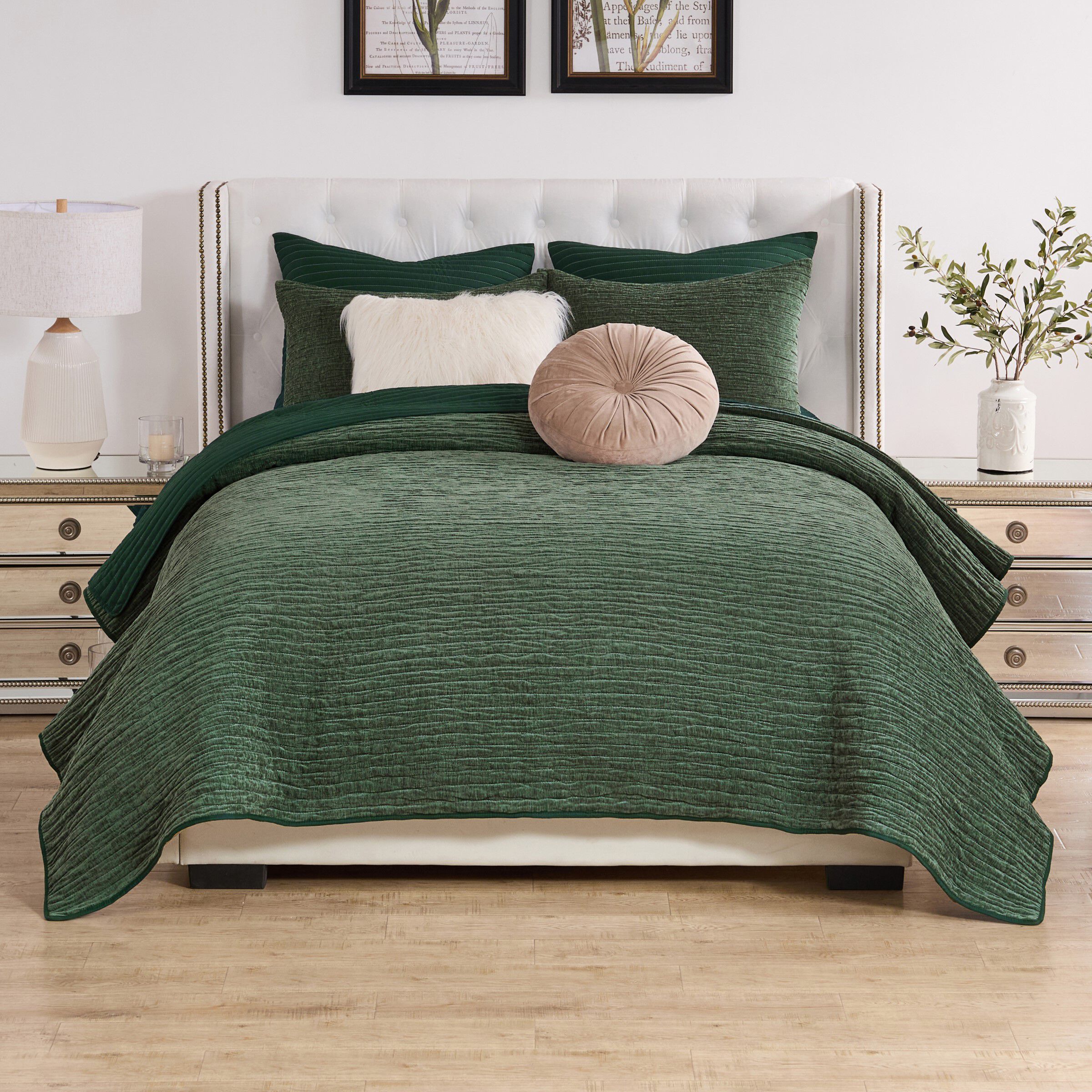 Velvet Crush Textured Finely Stitched Quilt Set, FOREST, alternate image number 4