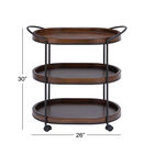 Brown Pine and Metal Traditional Bar Cart, 30x25x16, , alternate image number null
