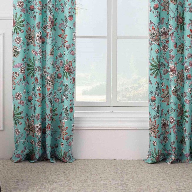 Audrey Turquoise Curtain Panel Pair, , alternate image number 3