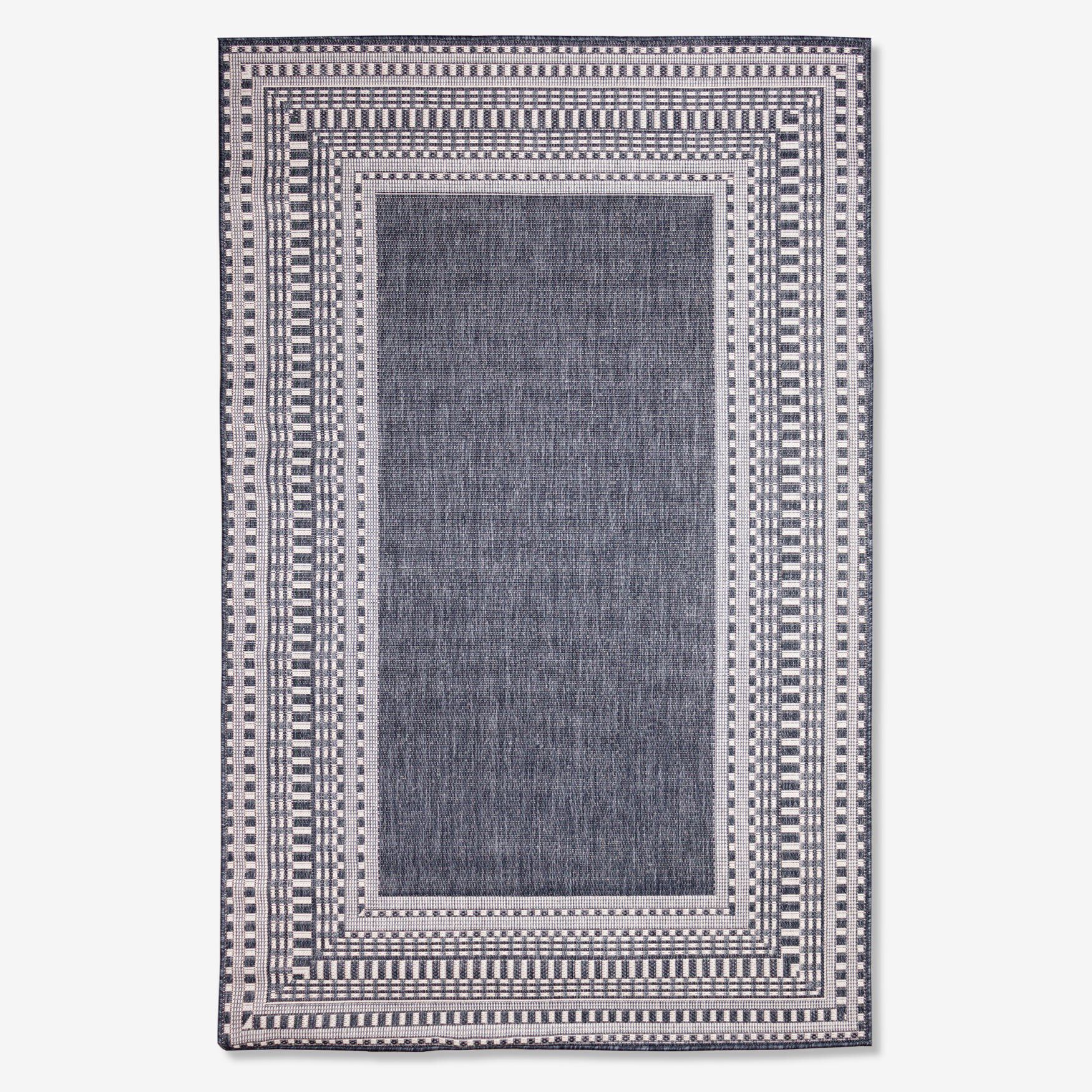 58 inches x 90 inches Malibu Indoor/Outdoor Rugs, NAVY BORDER, hi-res image number 0