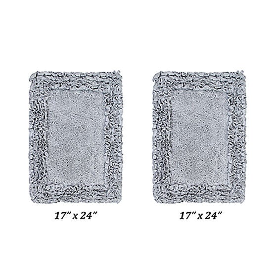 Shaggy Border Bath Rug Mat, 2 Pc Set, (17" X 24" | 17" X 24"), SILVER, hi-res image number null