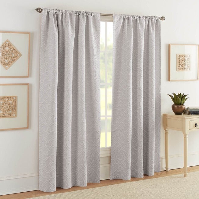 Bogart European Matelassé Window Panel Pair, GREY, hi-res image number 0