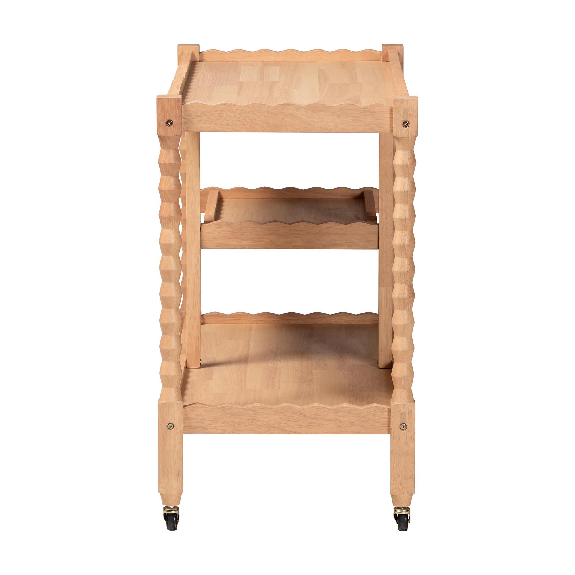Seamus 3-Tier Beech Brown Book Cart with Bobbin Frame, BROWN, alternate image number 3