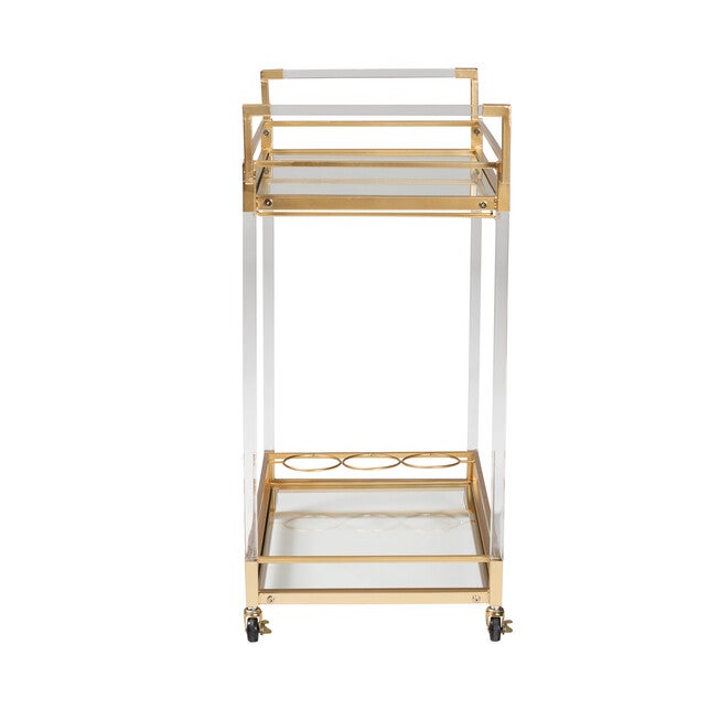 Savannah Contemporary Glam and Luxe Gold Metal and Glass Wine Cart, GOLD, alternate image number null