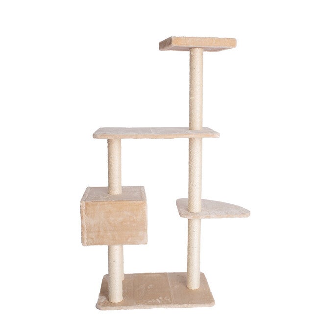 Gleepet 57 inches Beige Real Wood Cat Tree With Playhouse And Perch, , alternate image number 6