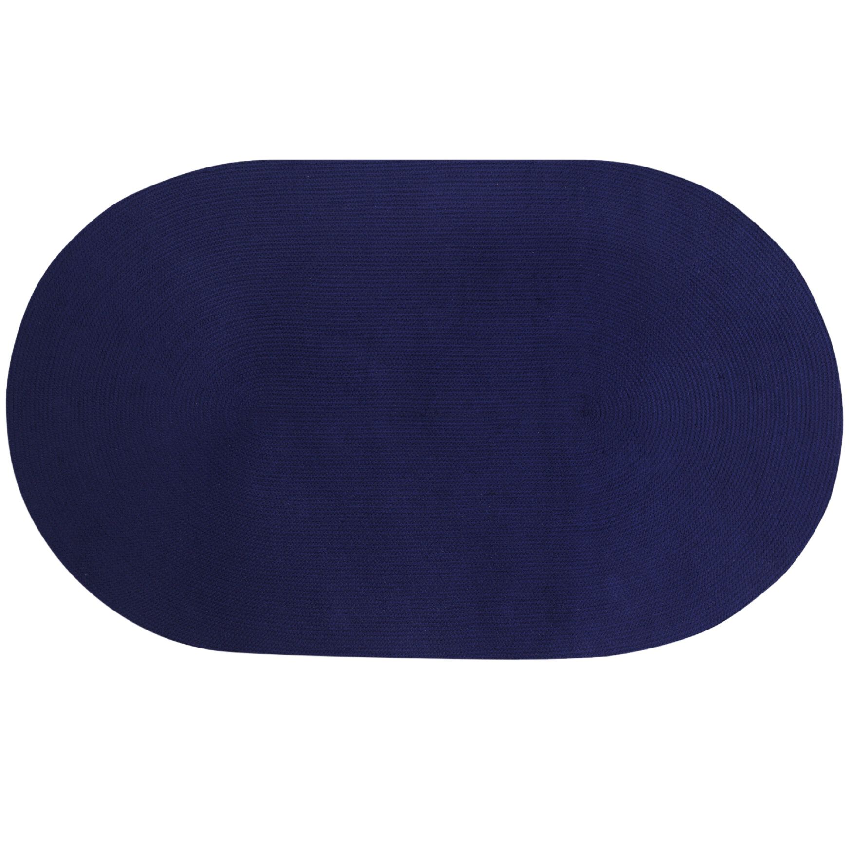 Alpine Braid Collection Reversible Indoor Area Rug in Vibrant Colors, 20 inches&quot; x 30 inches&quot; Oval , NAVY SOLID, hi-res image number 0