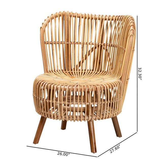 Nagoya Modern Bohemian Natural Rattan Wide Seat Lounge Chair, , alternate image number 9