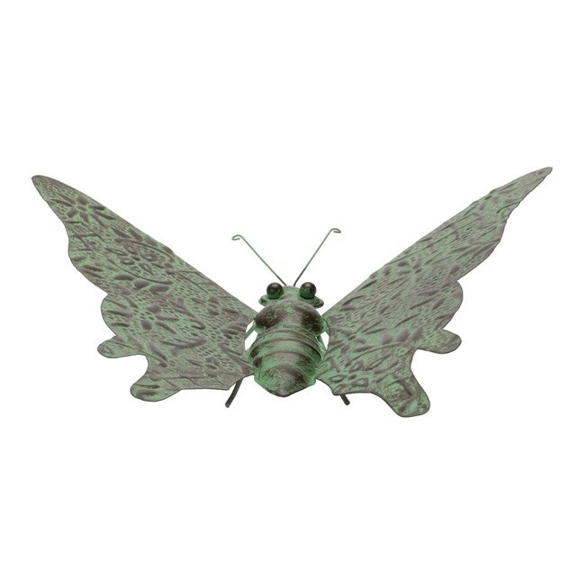 Iron Metal Butterfly Garden Accent 12.5 inchesL, GREEN/BLACK, alternate image number null
