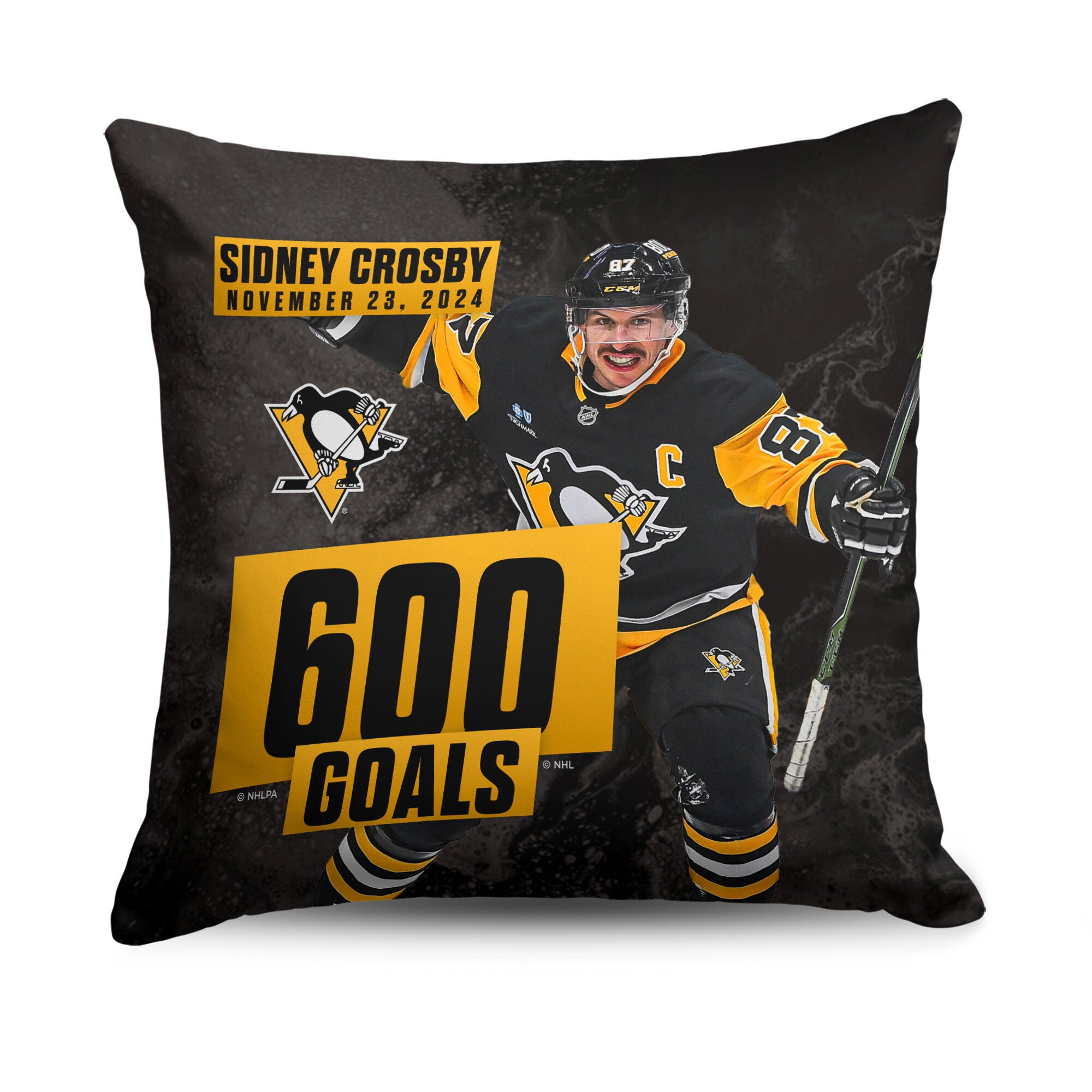 Pittsburgh Penguins Sidney Crosby NHL 600 Goal Milestone Throw Pillow 18X18 Inches, NHL PILLOW, hi-res image number 0