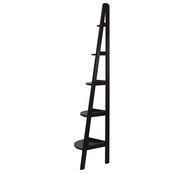 5-Shelf Corner Ladder Bookcase-Espresso, , alternate image number null