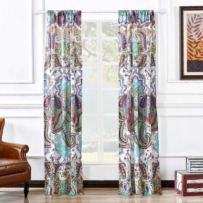 Nirvana Window Curtain Panel Pair, TEAL, hi-res image number null