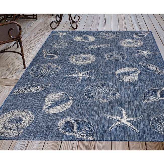Liora Manne Carmel Shells Indoor/Outdoor Rug Aqua 23 inchesX7 feet 6 inches, , on-hover image number null